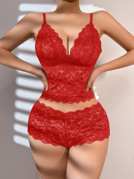 Sexy Lace Bra & Tank Top Lingerie Set – Soft Polyamide, Adjustable Fit