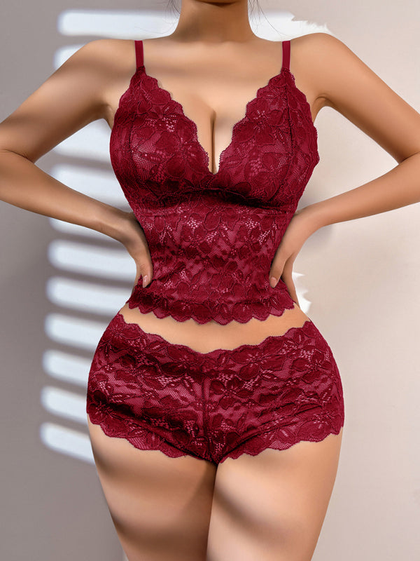 Sexy Lace Bra & Tank Top Lingerie Set – Soft Polyamide, Adjustable Fit