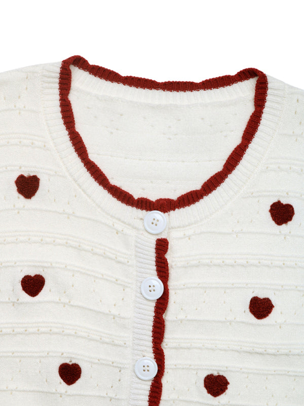 Sydän jacquard-neulottu neuletakki