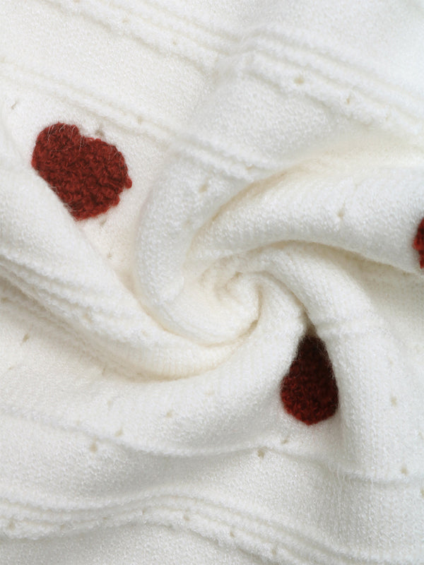 Sydän jacquard-neulottu neuletakki