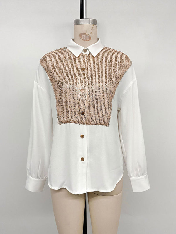 Women's Long Sleeve Sequin Shirt