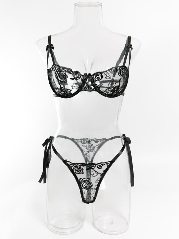 Conjunto de Soutien e Tanga Bordados – Smiling Maria