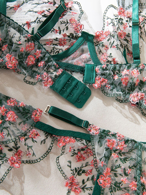 Conjunto de Lingerie Transparente Bordado – Smiling Maria