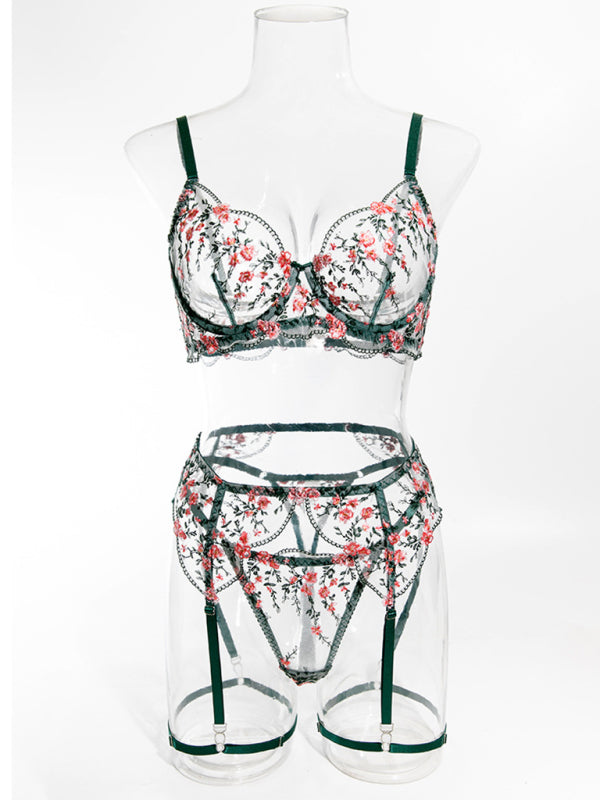 Conjunto de Lingerie Transparente Bordado – Smiling Maria