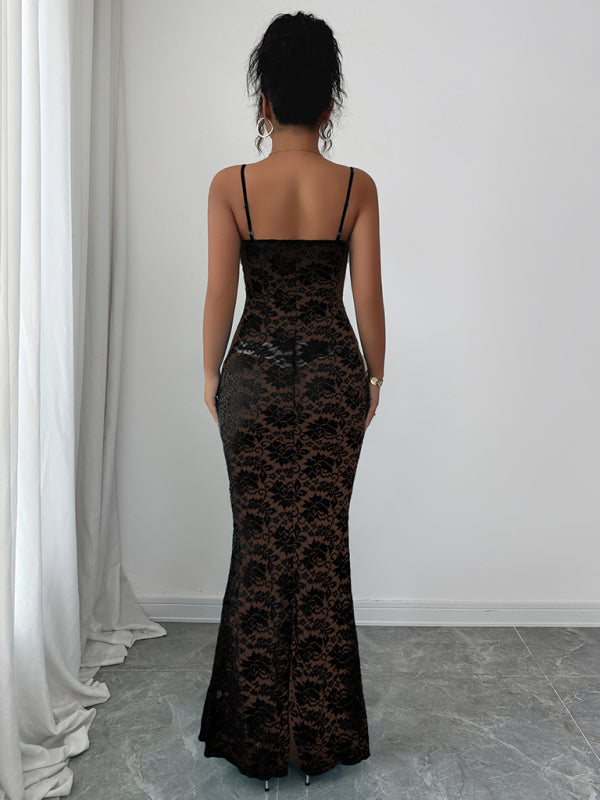 Sexy Hollow Knit Suspender Dress