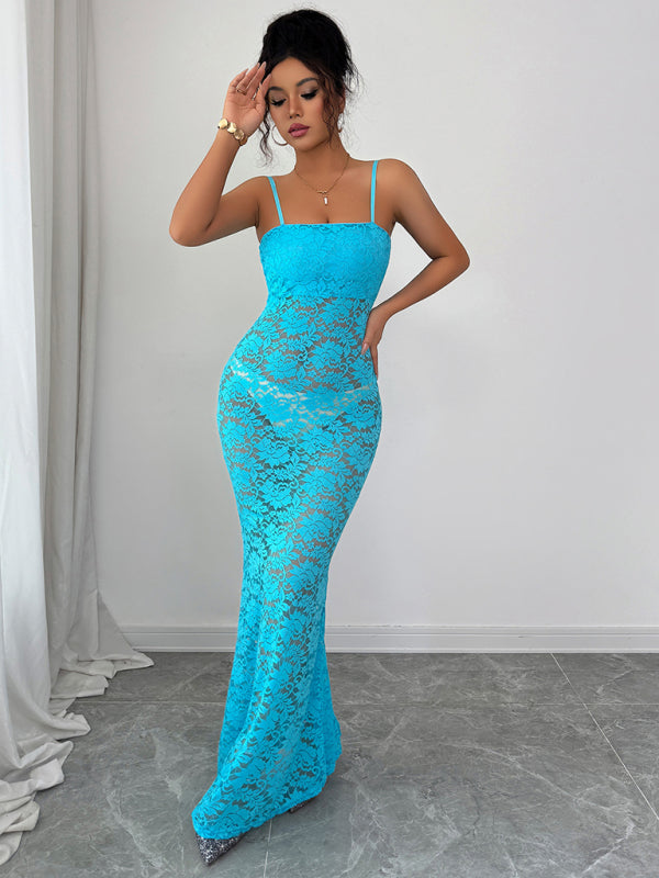 Sexy Hollow Knit Suspender Dress