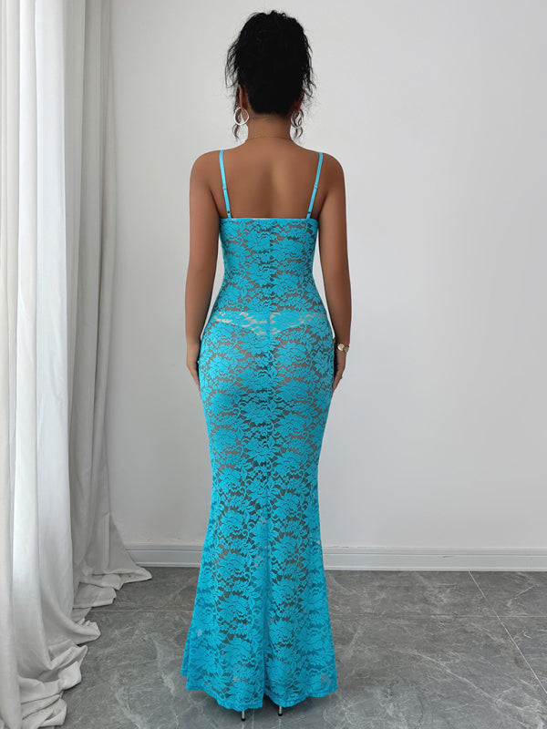 Sexy Hollow Knit Suspender Dress