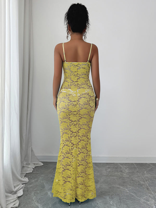 Sexy Hollow Knit Suspender Dress