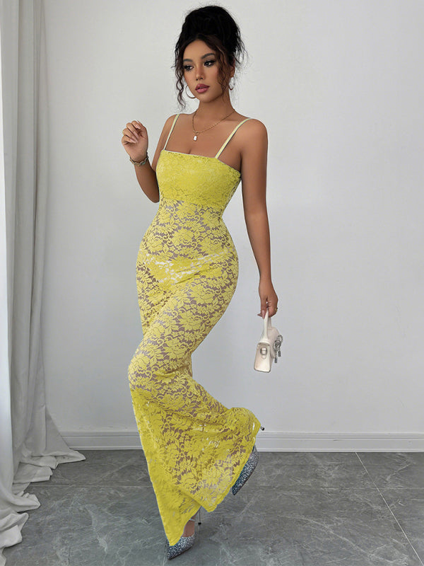 Sexy Hollow Knit Suspender Dress