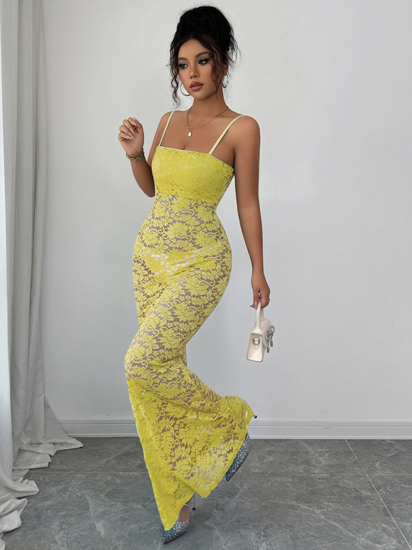 Sexy Hollow Knit Suspender Dress