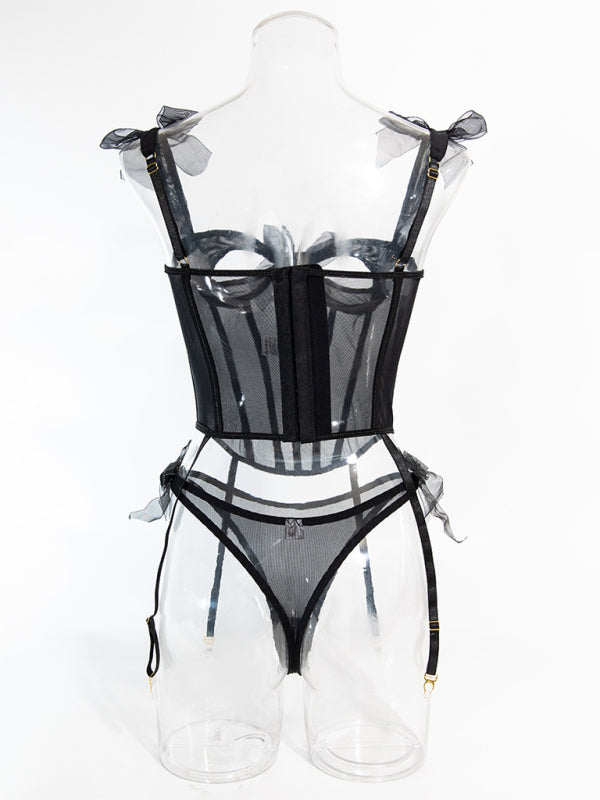 Sheer Bow Tie Two-Piece Lingerie Set