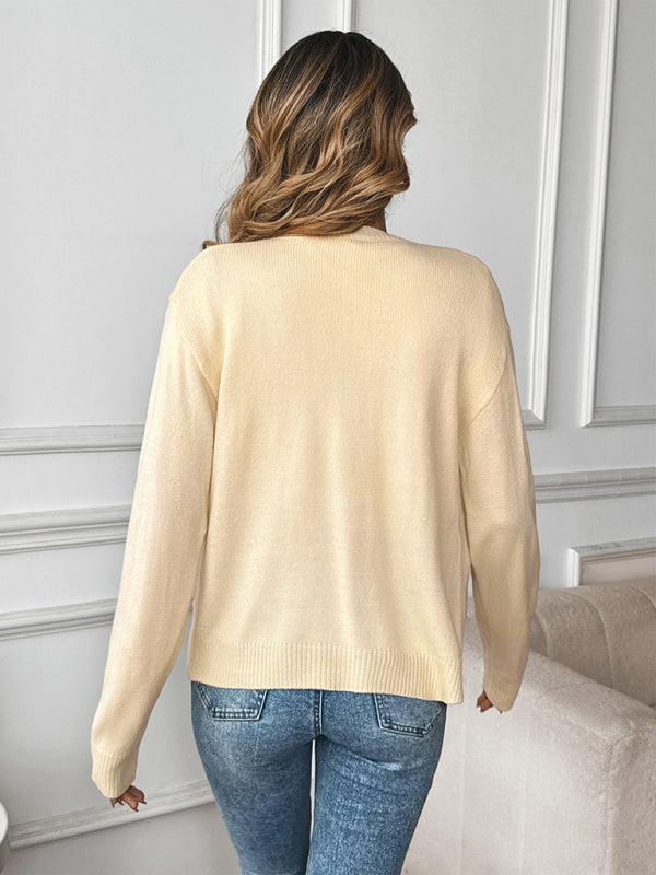 Uroczy sweter kardigan z dzianiny z misiem