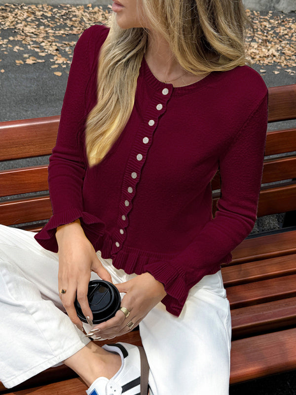 Y2K Gebreid Vest met Lange Mouwen – Smiling Maria