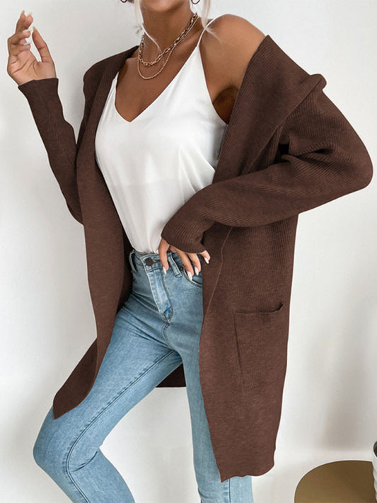 Pletený svetr s kapsami a kardiganovým střihem