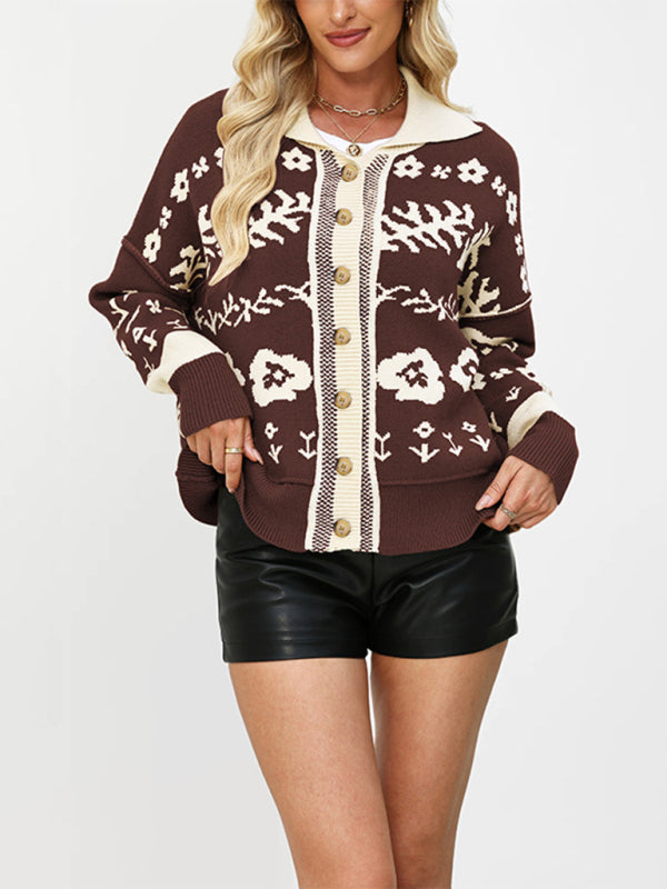 Square Neck Knit Button Cardigan