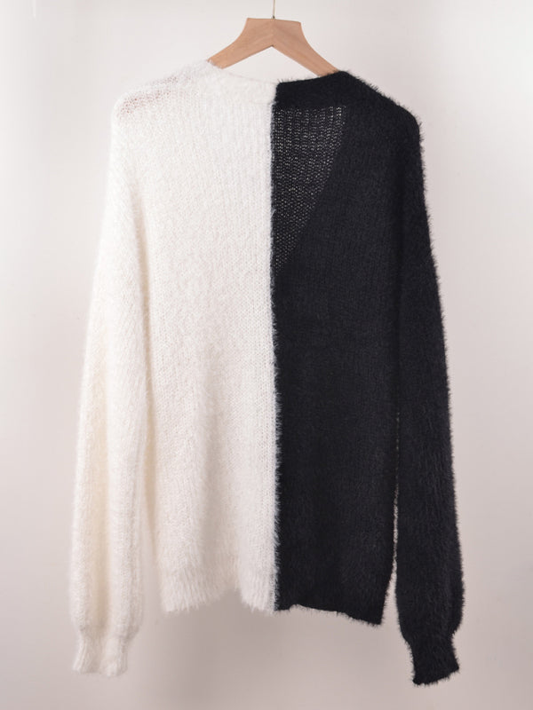 Kardigan na guziki z dzianiny patchworkowej