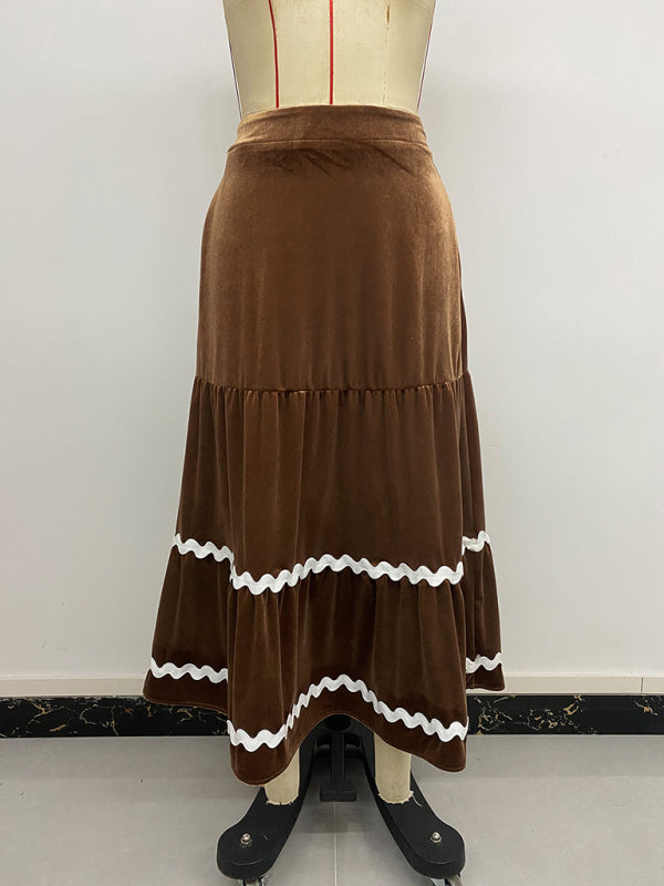 Velvet Lace A-Line Midi Skirt