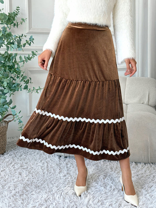 Velvet Lace A-Line Midi Skirt