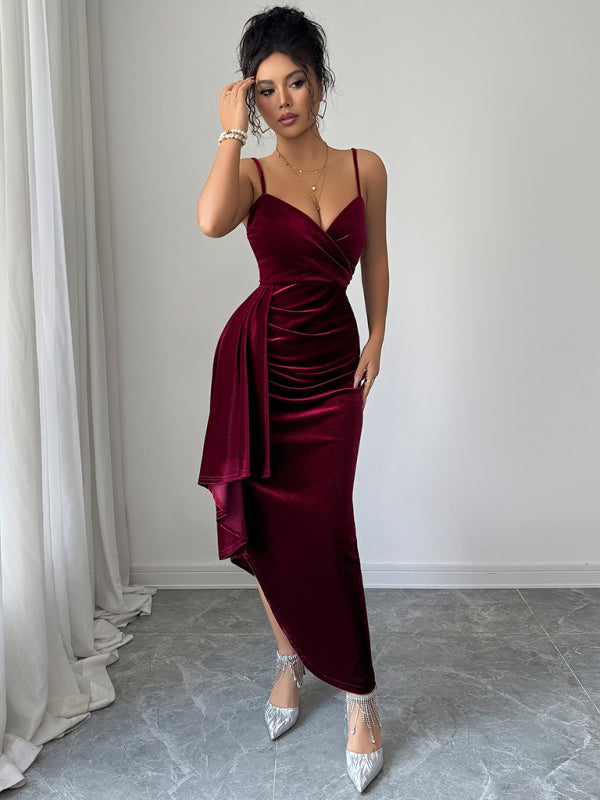 Elegant Long Evening Gown with Straps