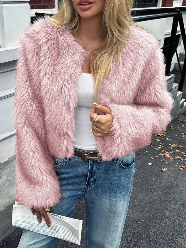 معطف سترة محبوك صلب مفتوح من الأمام