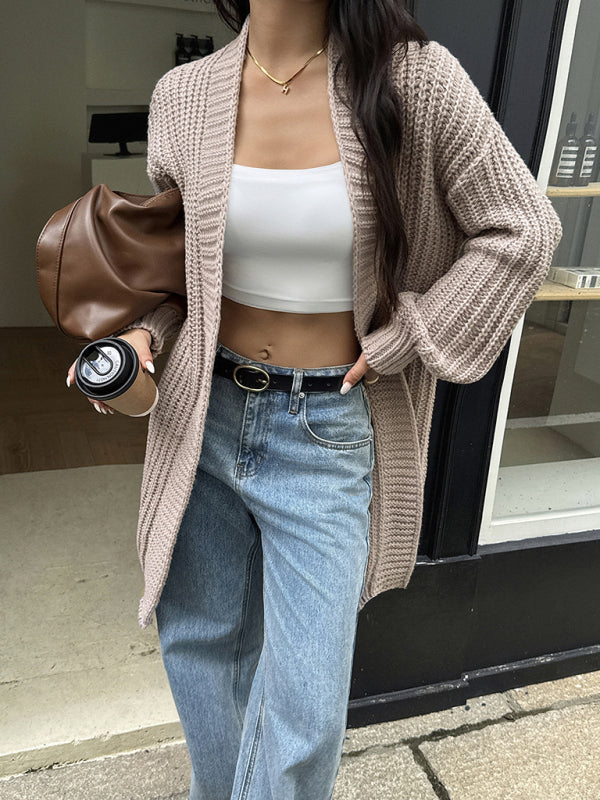 Вязаное пальто-свитер из шерстяной смеси