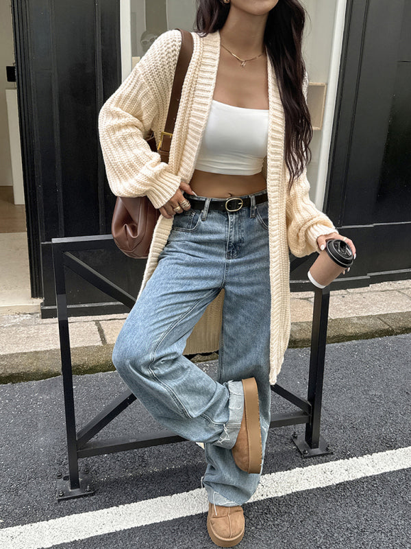 Вязаное пальто-свитер из шерстяной смеси