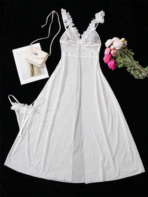 Conjunto Transparente de Vestido e Saia em 2 Peças