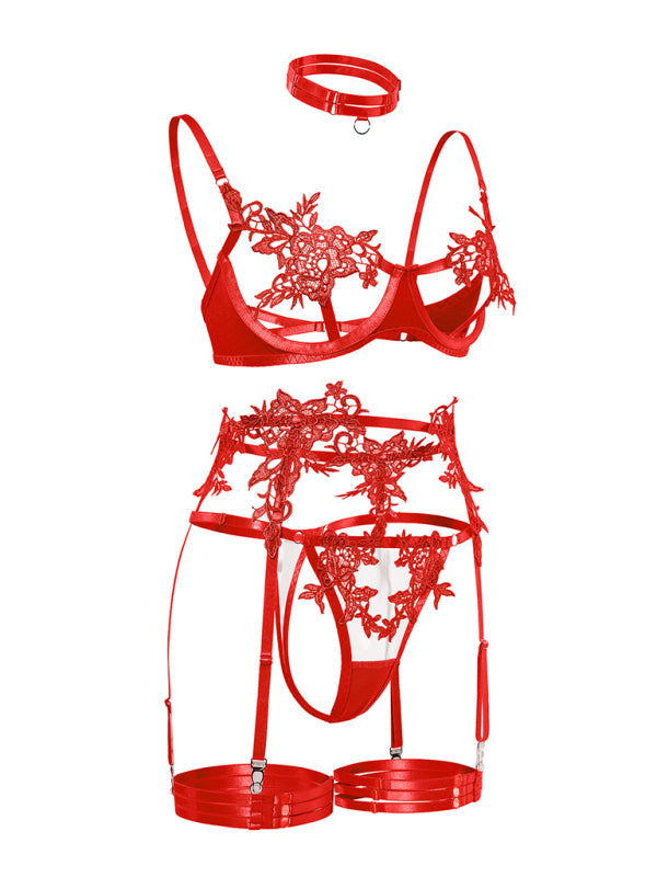 Set reggiseno e slip trasparente ricamato – Smiling Maria