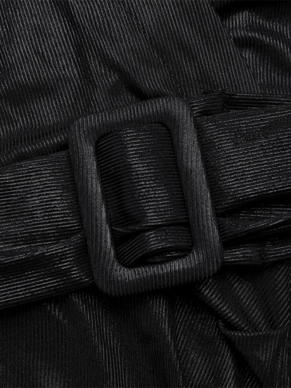 فستان حفلة رجعي برقبة على شكل V وشق