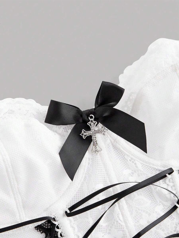 Bow-Tie Lace Fishtail Vest – Smiling Maria