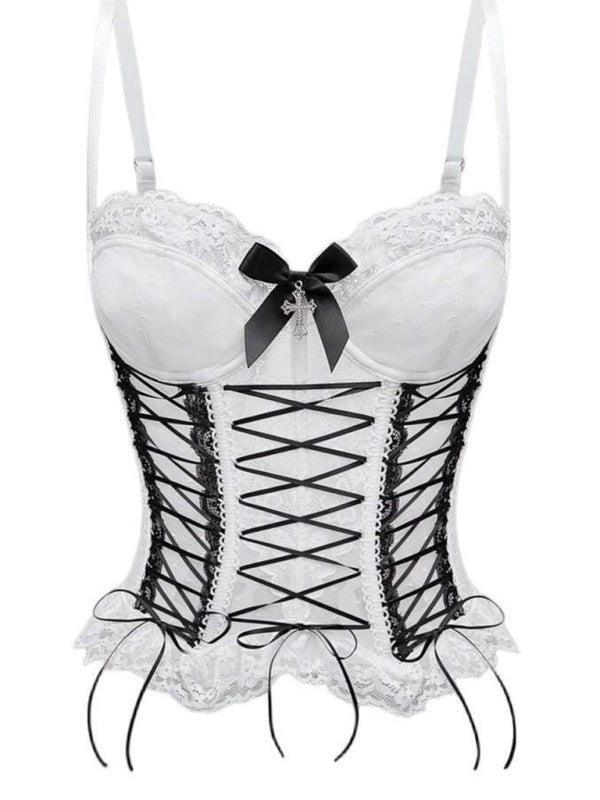 Bow-Tie Lace Fishtail Vest – Smiling Maria