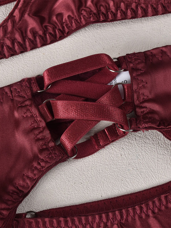 Chic Lingerie Set with Bow and Leg Rings