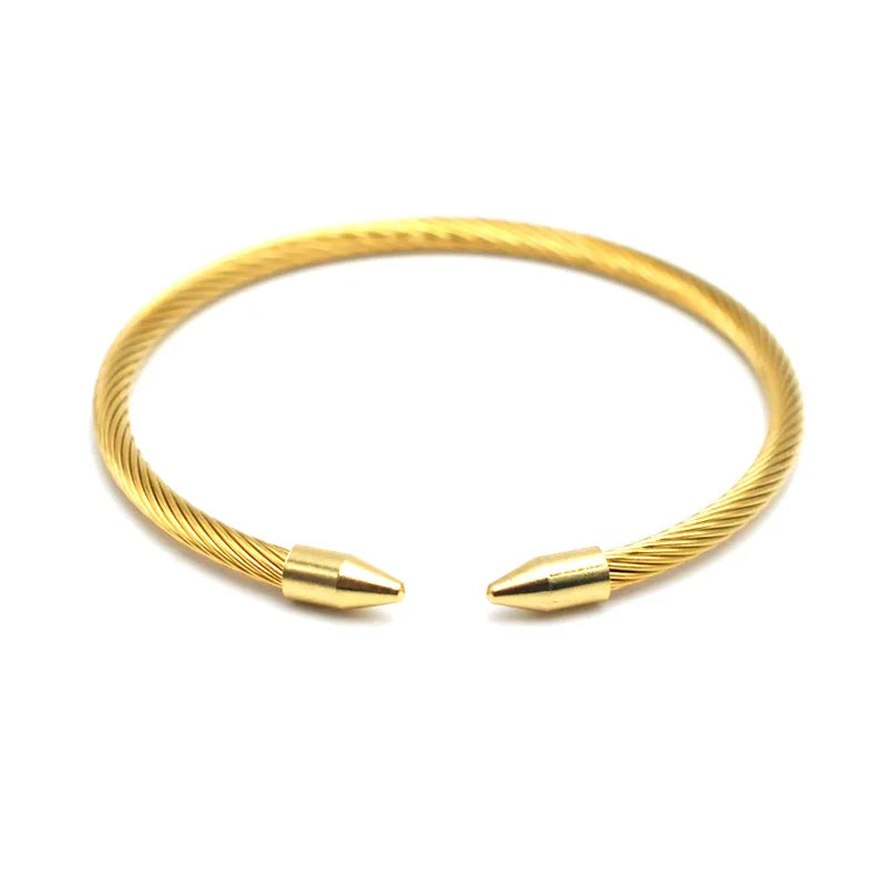 Gold Titanium Steel Wire Rope Bracelet All Gold Head