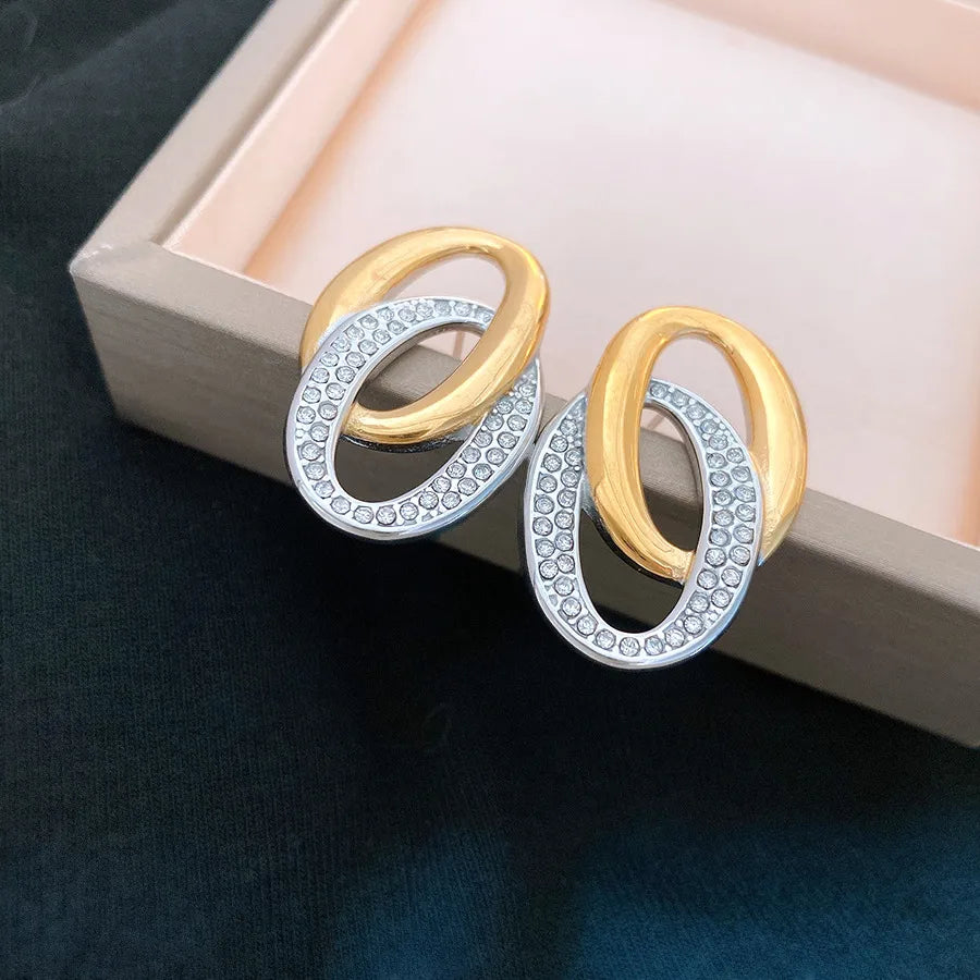 Elegant Oval Stainless Steel Hoop Earrings