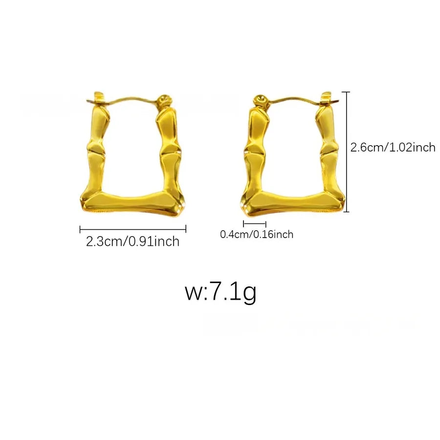 Elegant Gold Titanium Steel Hoop Earrings Gold Earrings 74