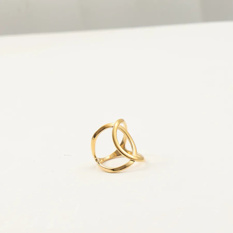 Gold Cross Statement Ring in Stainless Steel