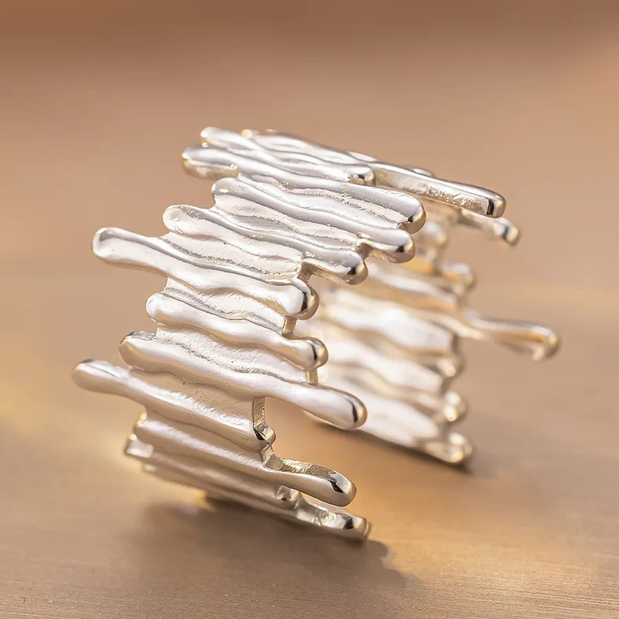 Adjustable Silver Maple Leaf Titanium Ring K144 Steel Color Ring Open