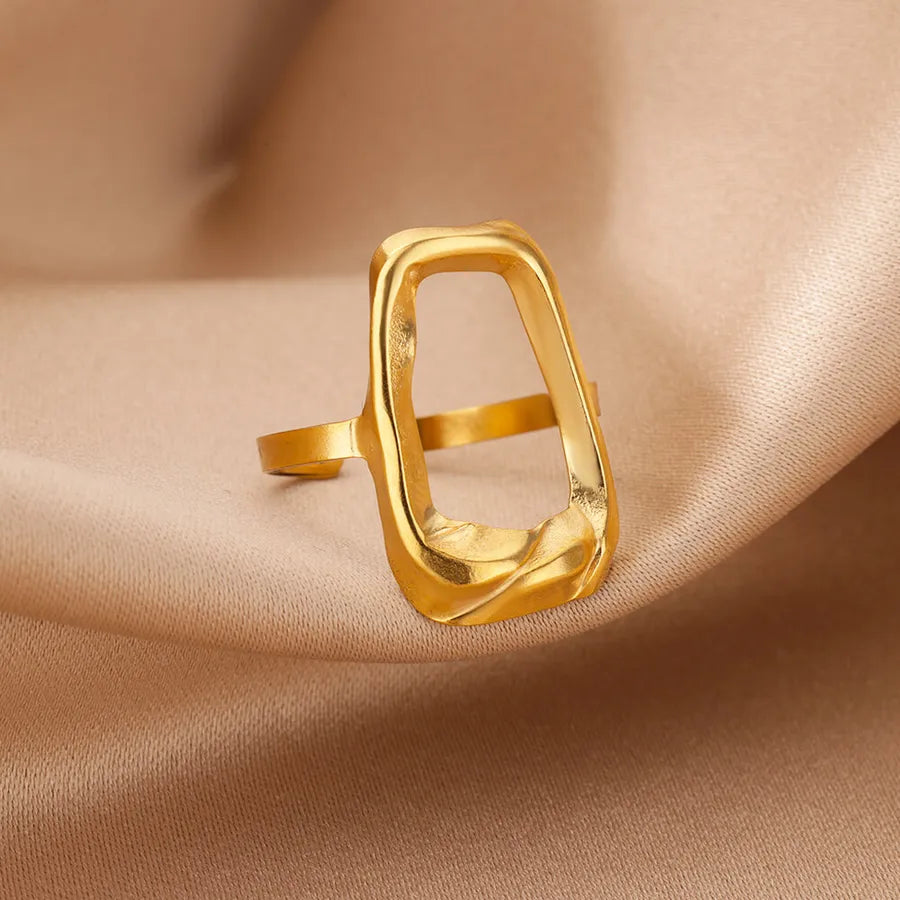 18K Gold Plated Geometric Stainless Steel Ring