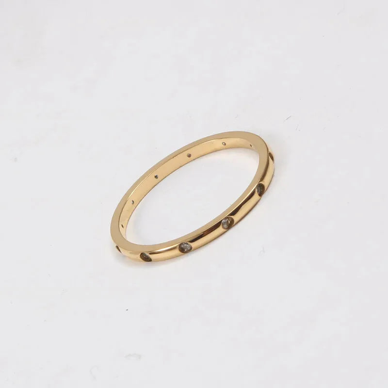 18K Gold Titanium Steel Geometric Ring Gold No. 7 A777