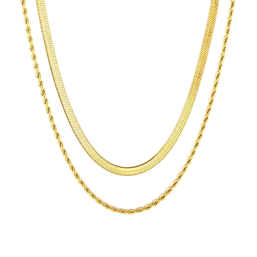 Double Layer Cross Chain Necklace – Gold Stainless Steel