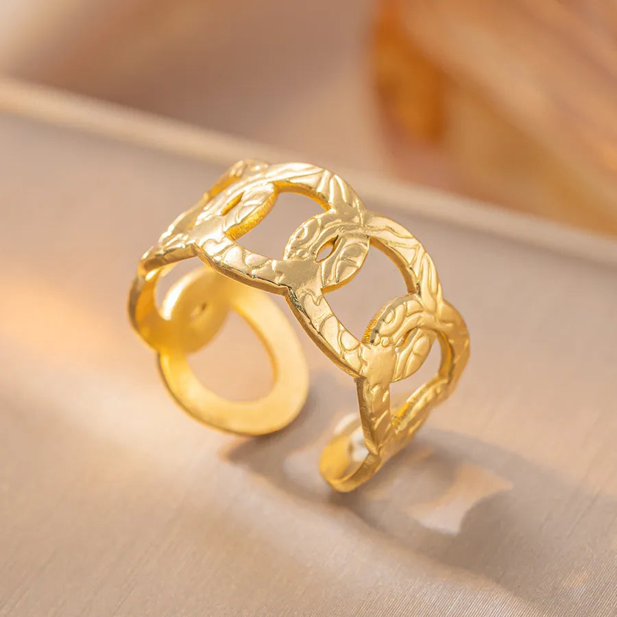Geometric Titanium Steel Open Ring K51 Gold Ring Adjustable