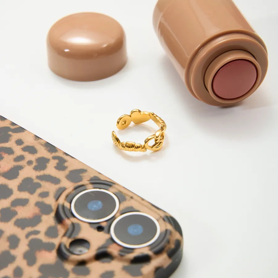 18K Gold Heart Stainless Steel Ring