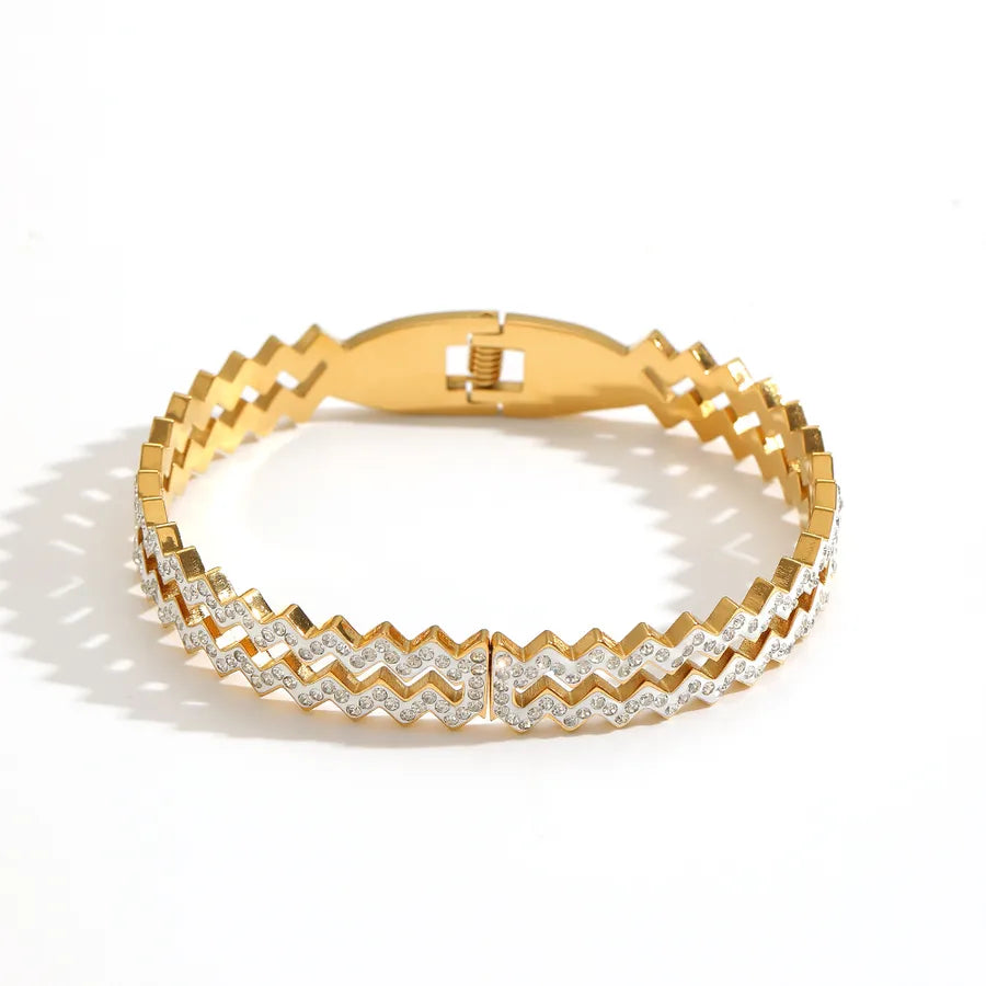 18K Gold PVD Geometric Stainless Steel Bangle