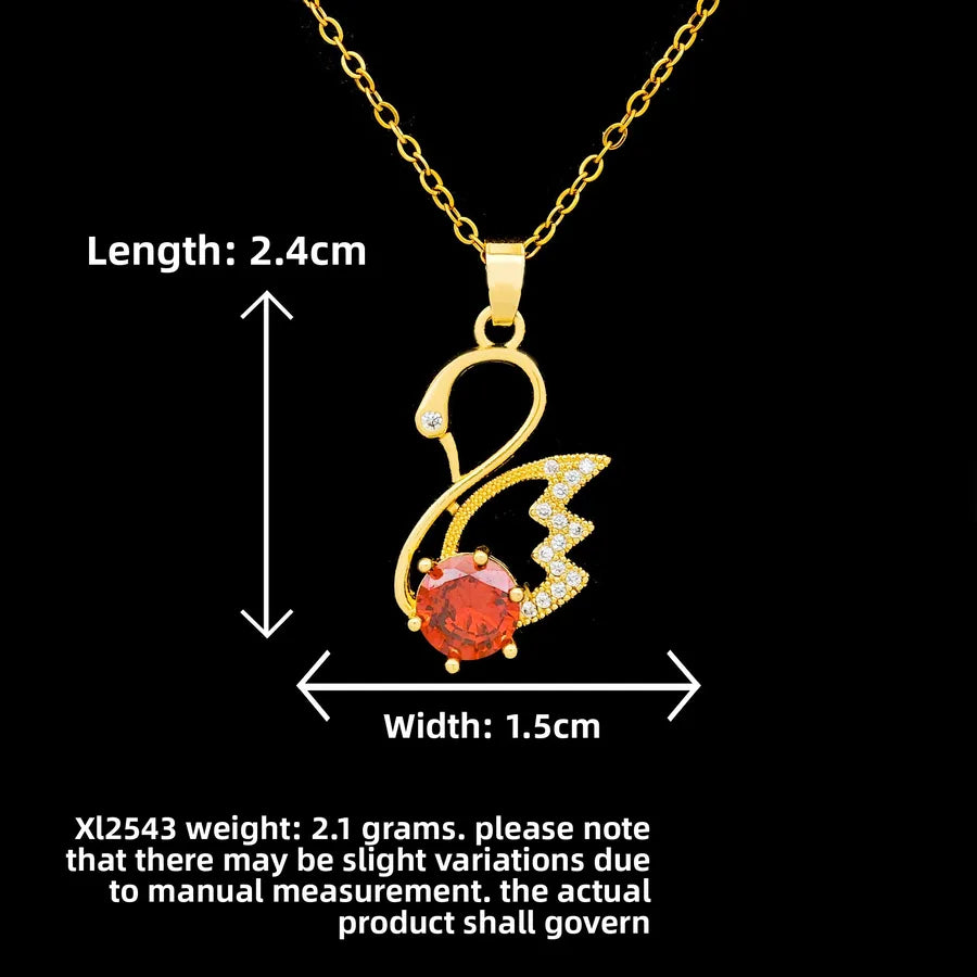 Butterfly & Whale Couple Pendant Necklace XL2543 Orange Red Swan Necklace Gold