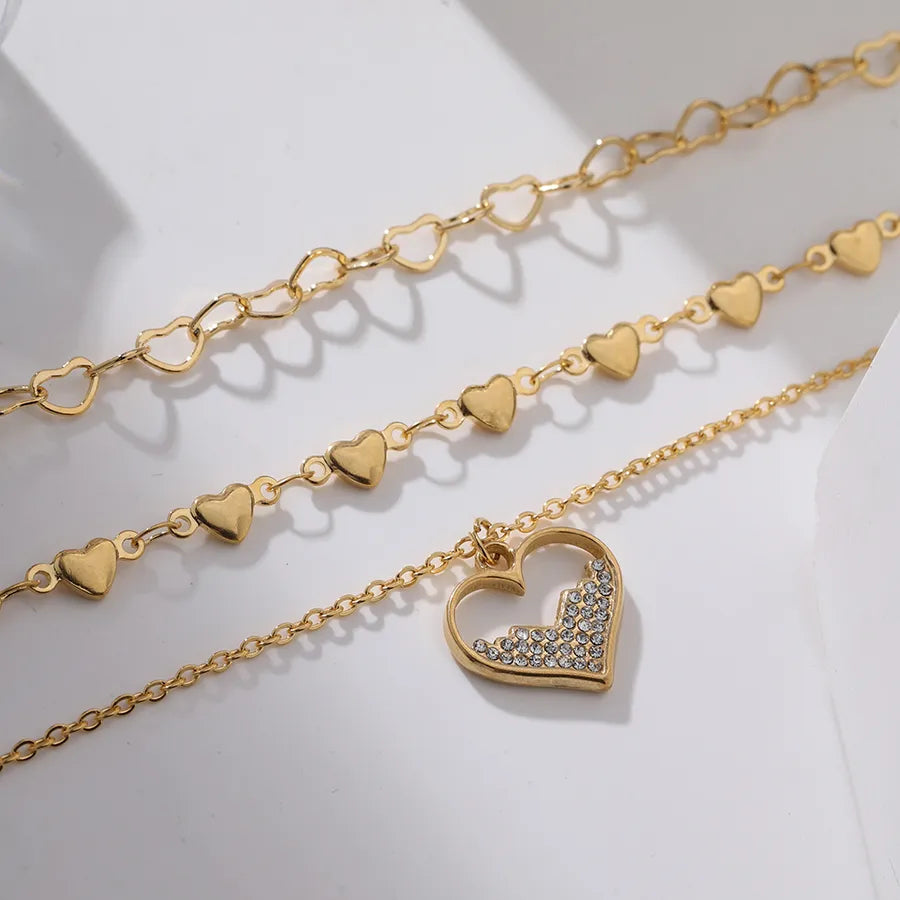 Gold Heart Multi-Layer Chain Necklace