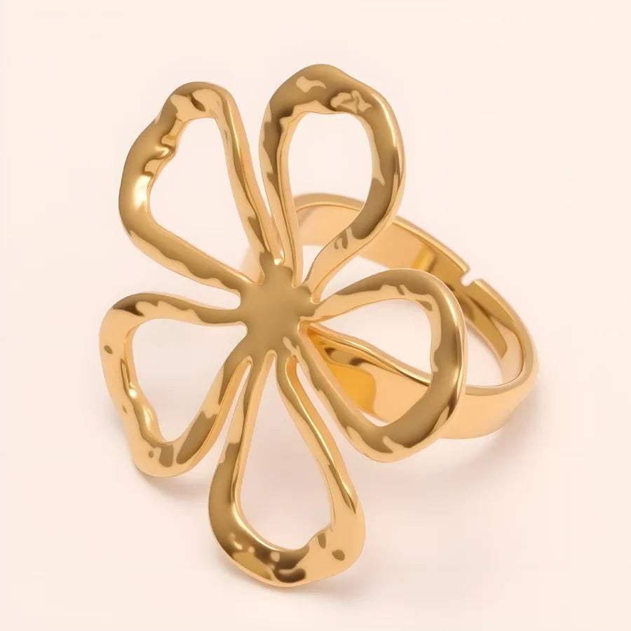Golden Hollow Petal Ring – Stainless Steel