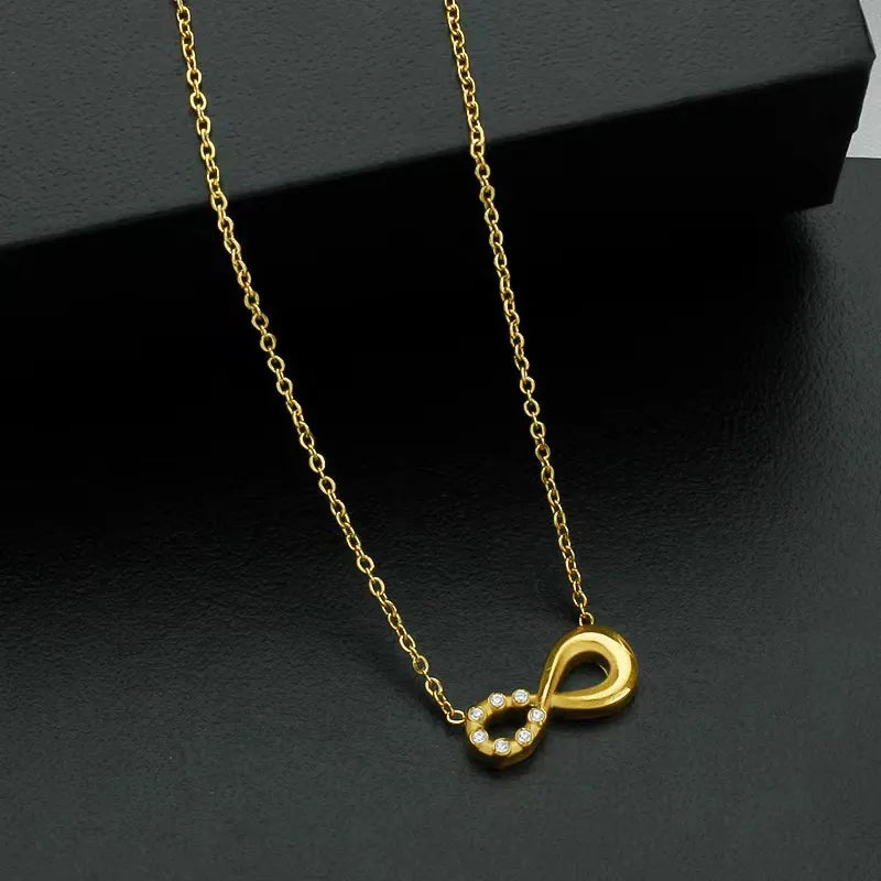 Titanium Infinity Necklace with Zircon N0073 Gold 7-piece Model