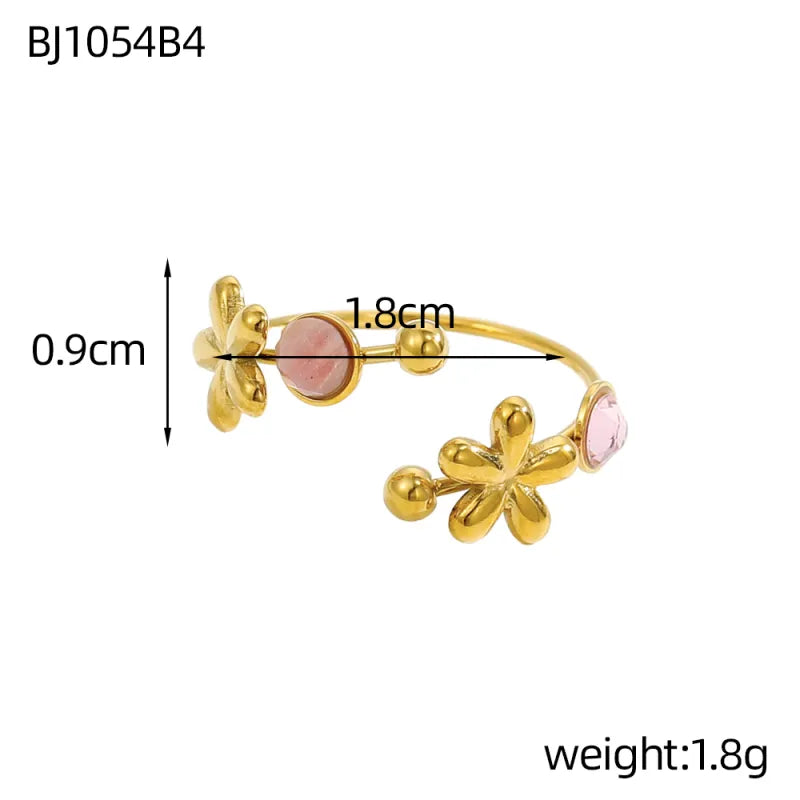 Gold Plated Flower Open Ring for Women One Size BJ1054B4 9*9*1