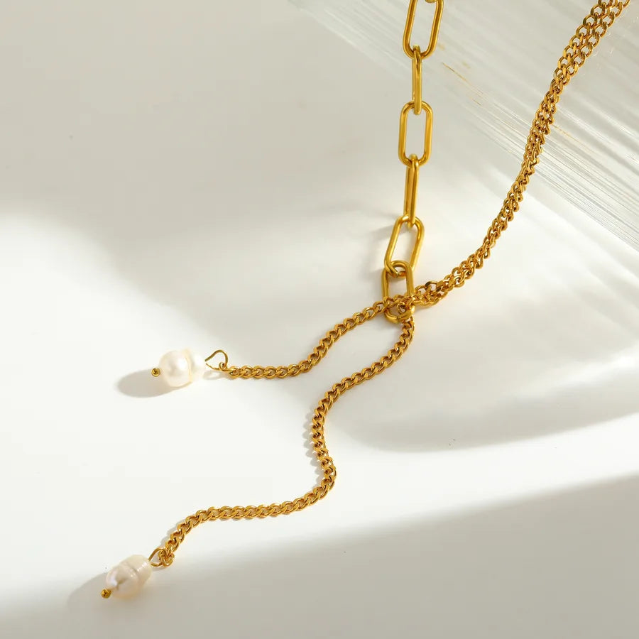 18K Gold Plated Natural Pearl Necklace