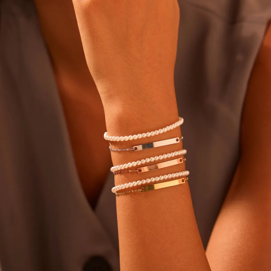 Personalized Pearl Gold Bracelet for Women